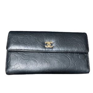 Chanel Camellia Lambskin Long Wallet